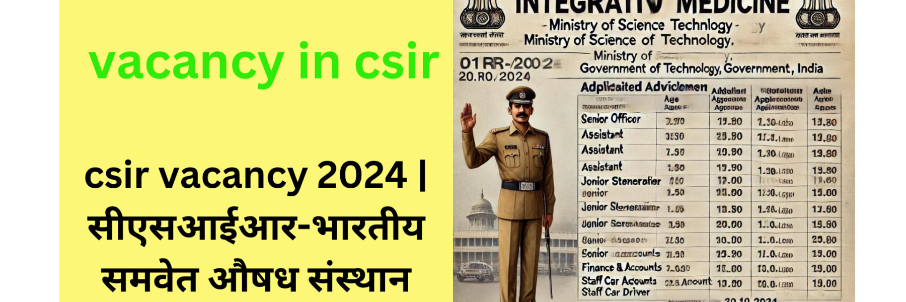 csir vacancy 2024 | सीएसआईआर-भारतीय समवेत औषध संस्थान भर्ती