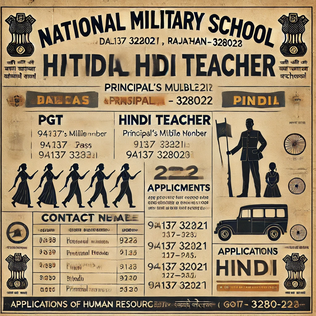 Requirements for Rashtriya Military School, Dhaulpur (Rajasthan)