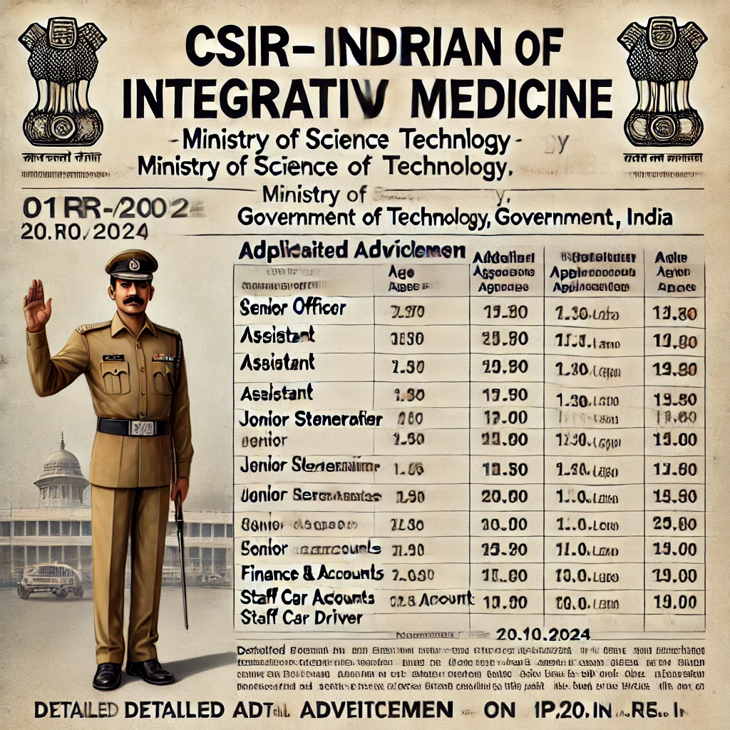 csir vacancy 2024 | सीएसआईआर-भारतीय समवेत औषध संस्थान भर्ती