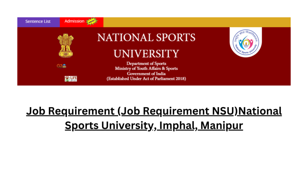 Job Requirement (Job Requirement NSU)National Sports University, Imphal, Manipur