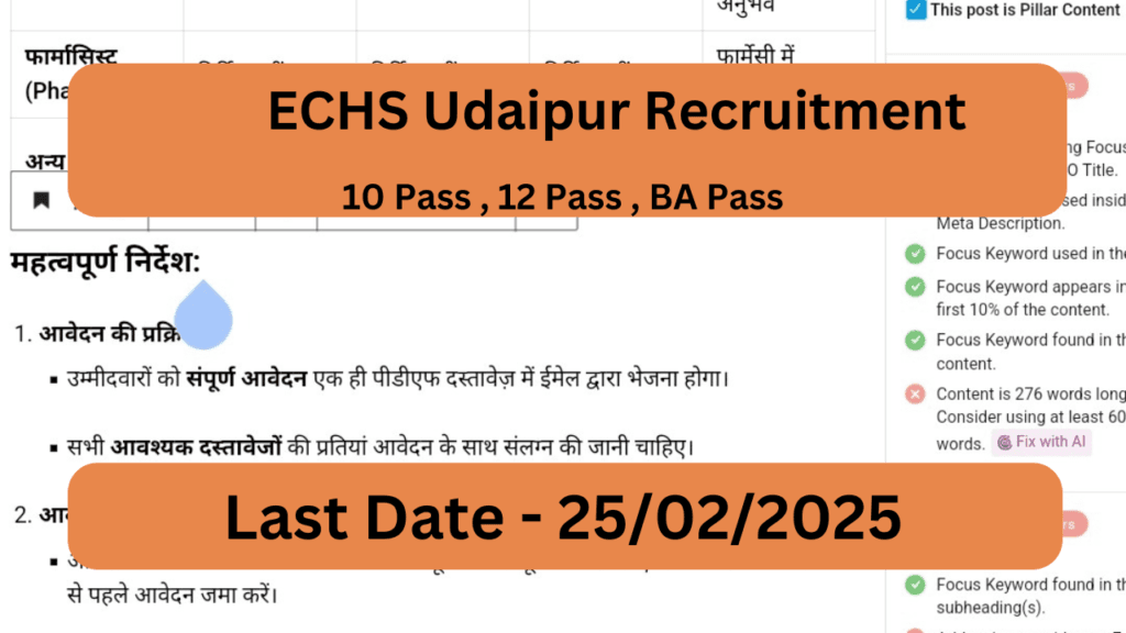 ECHS Udaipur Recruitment